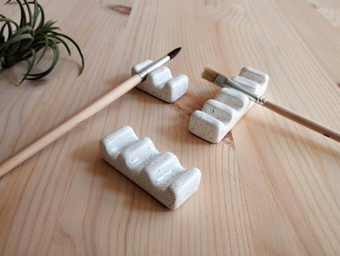Ceramic Paint Brush Rest Set Set of 3 Handmade Speckled Etsy