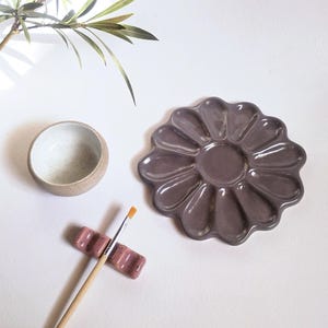 SECONDS SALE | Ceramic paint palette | Handmade speckled artist mixing palette | Unique flower artist watercolor palette | Ready to ship