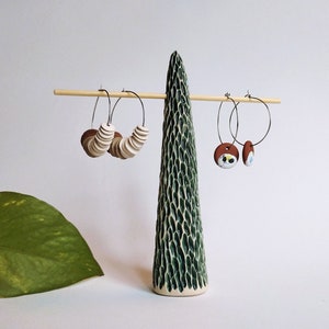 Handmade earrings ring cone Organic green earrings ring holder display Elegant unique jewelry earrings ring tree display READY to SHIP image 3