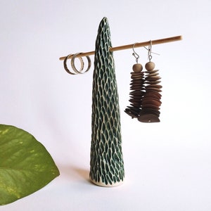 Handmade earrings ring cone Organic green earrings ring holder display Elegant unique jewelry earrings ring tree display READY to SHIP image 5