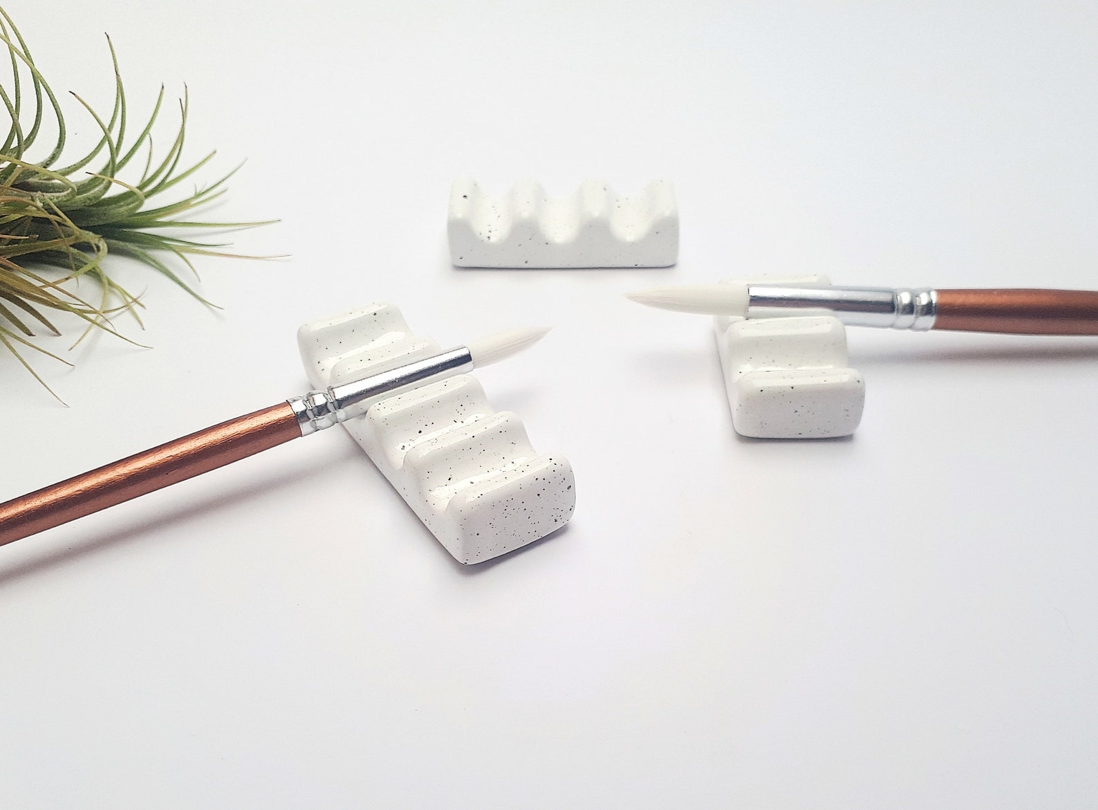 Ceramic Paint Brush Rest SET of 3 Handmade Speckled Brush Etsy