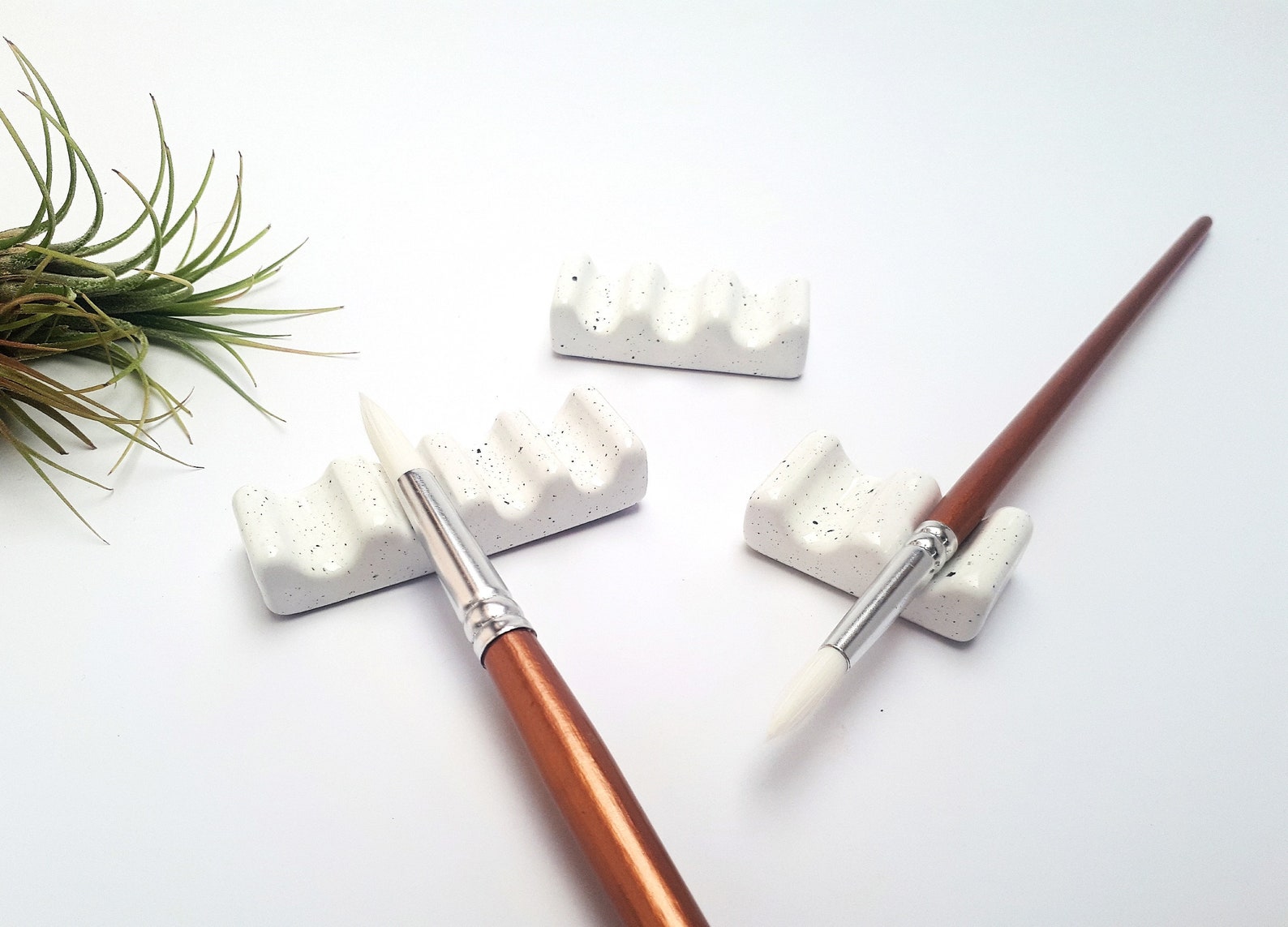 Ceramic Paint Brush Rest SET of 3 Handmade Speckled Brush Etsy