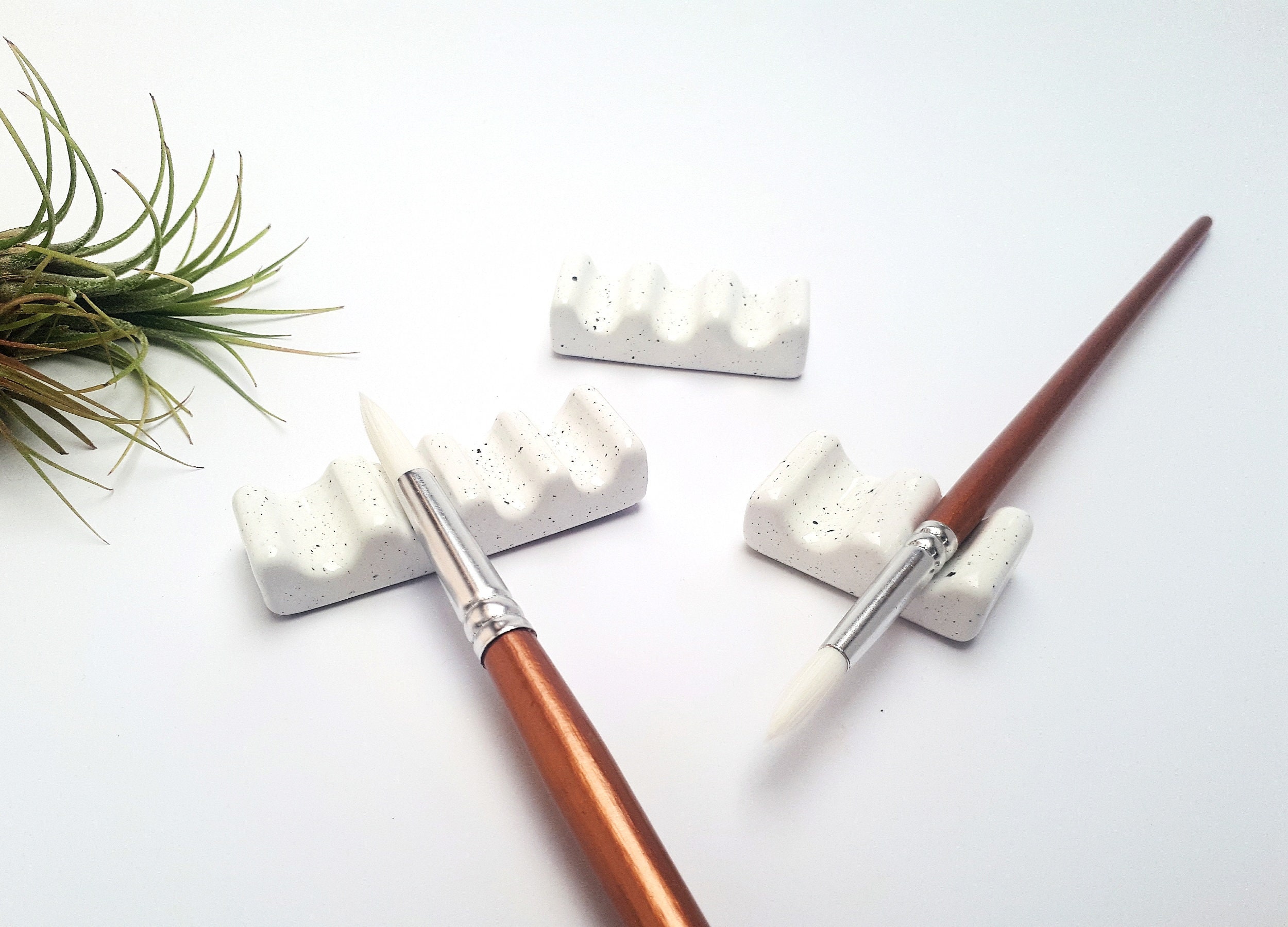 Ceramic Paint Brush Rest SET of 3 Handmade Speckled Brush Etsy