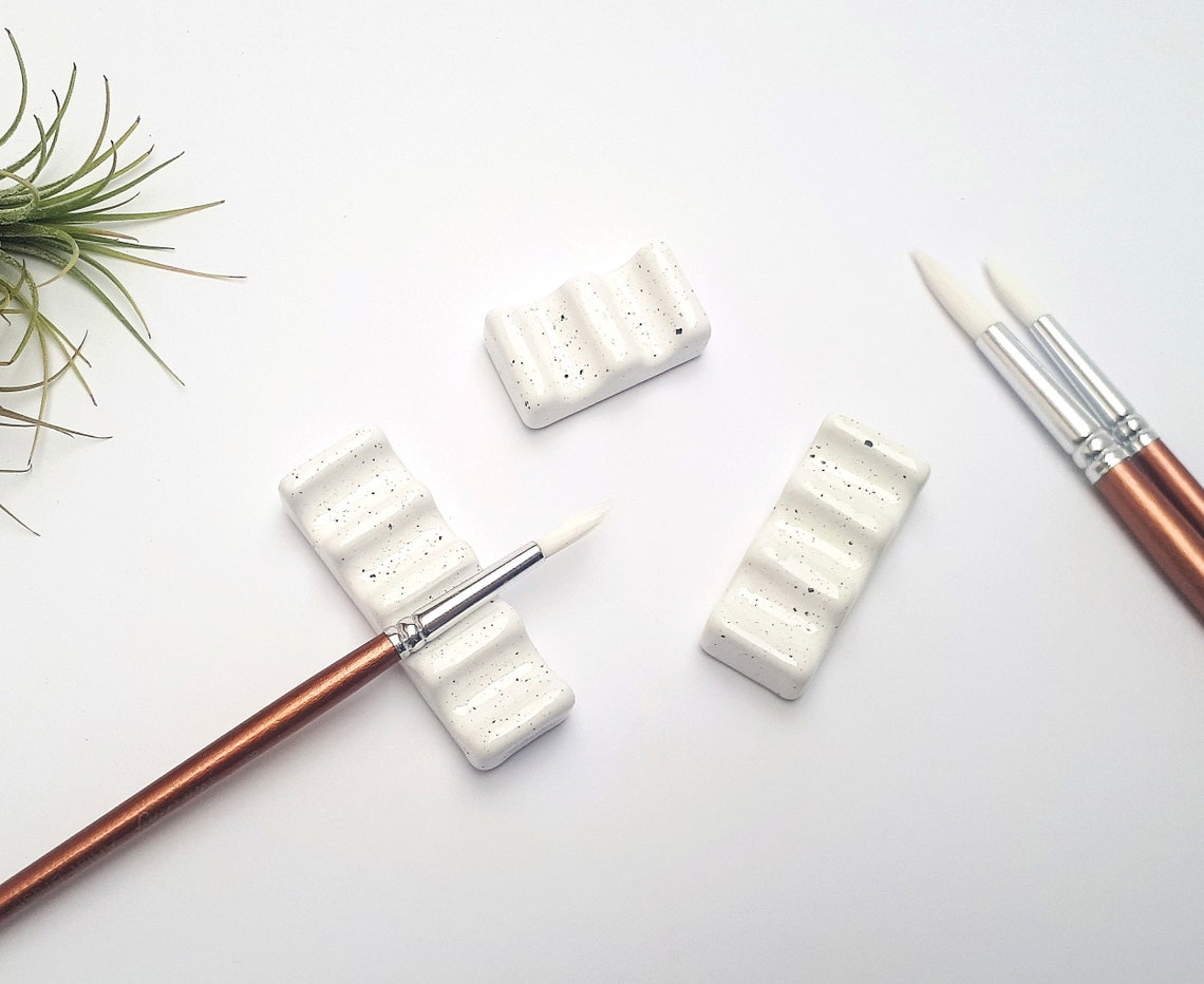 Ceramic Paint Brush Rest SET of 3 Handmade Speckled Brush Etsy