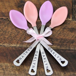 Personalized Baby Girl Spoons - Personalized Baby Gifts for Girls - Baby Girl Gift - Personalized Baby Spoons - Baby Girl - Set of 2 or 4