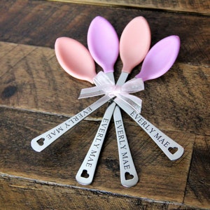 Personalized Baby Girl Spoons Personalized Baby Gifts for Girls Baby Girl Gift Personalized Baby Spoons Baby Girl Set of 2 or 4 image 2