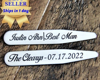 Personalized Collar Stays - Groomsmen Gifts - Best Man Gift - Engraved Collar Stays - Shirt Stays - Mens Gift Ideas