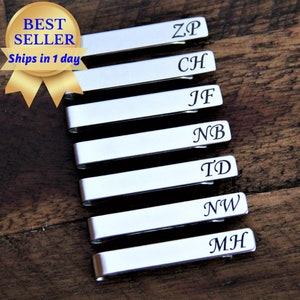 Personalized Tie Bars - Groomsmen Tie Clips - Wedding Tie Bars - Custom Tie Bar - Best Man Tie Bars - Silver Tie Bars - Engraved Tie Clip