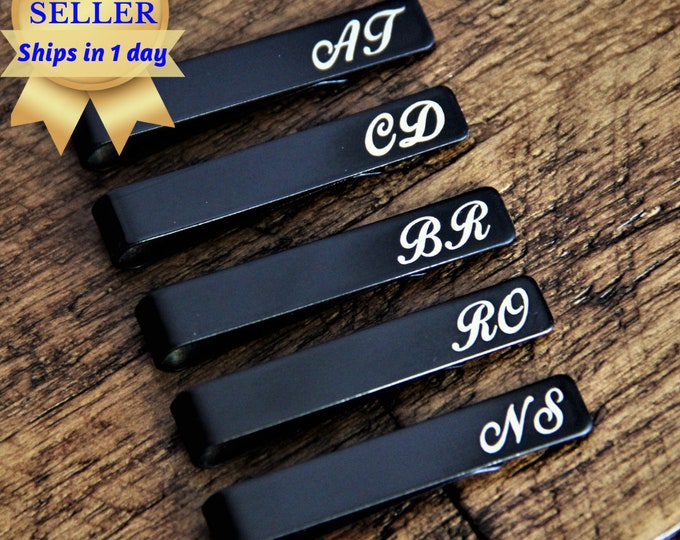 Tie Clips Personalized Groomsmen Gifts Personalized Groomsmen Tie Clips Monogrammed Tie Clips Set of Tie Clips Custom Tie Clips Tie Clip Set
