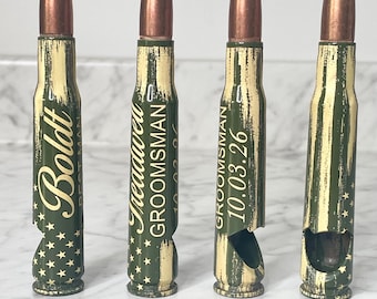 Customized 50 Caliber Bullet Bottle Opener, Groomsmen Keepsake, Engraved Gifts for Men, Military, Fathers Day, Hunters, Repurposed for him
