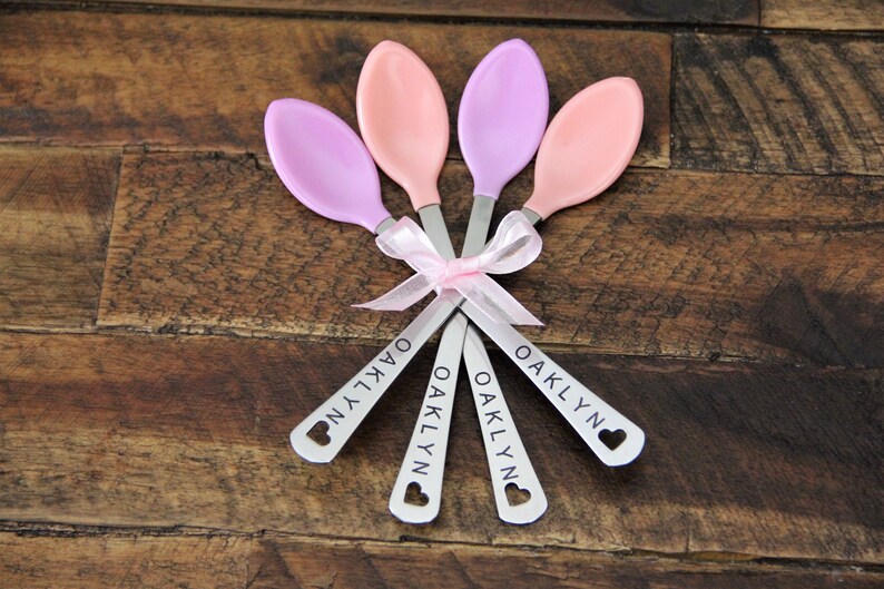 Personalized Baby Girl Spoons - Personalized Baby Gifts for Girls - Baby Girl Gift - Personalized Baby Spoons - Baby Girl - Set of 2 or 4 