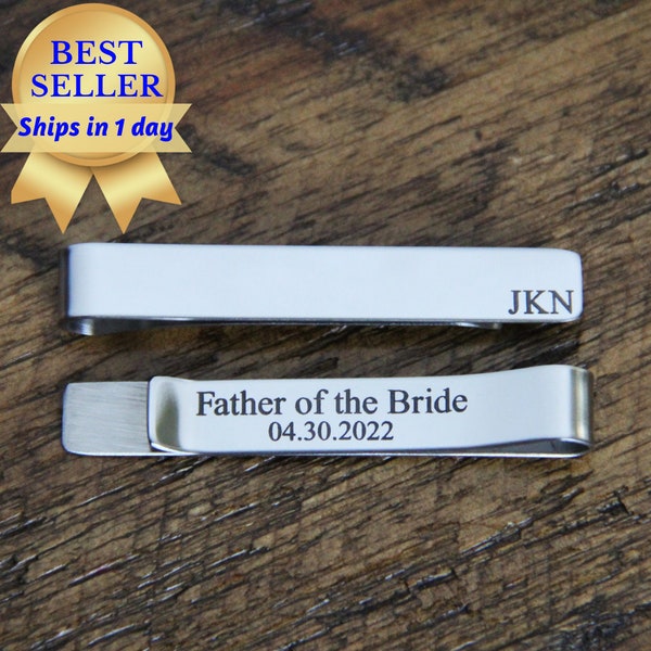 Father of the Bride Gift - Father of the Groom Gift - Personalized Father Gift - Custom Tie Pin - Tie Clip - Tie Bar - Wedding Party Gift