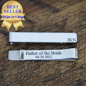 Tie Clip Groomsmen Tie Clip Custom Tie Clip Man Tie Clip Father of The Bride Gift Tie Bar Groomsmen Gift Wedding Tie Bar Personalized Tie Ba