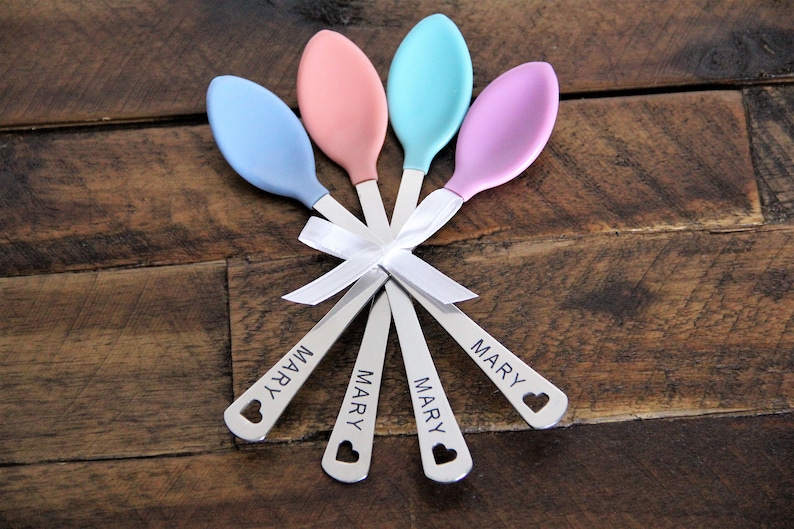 Personalized Baby Girl Spoons Personalized Baby Gifts for Girls Baby Girl Gift Personalized Baby Spoons Baby Girl Set of 2 or 4 image 4