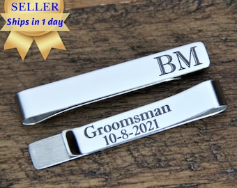 Tie Clips Personalized Groomsmen Gifts Personalized Groomsmen Tie Clips Monogrammed Tie Clips Set of Tie Clips Custom Tie Clips Tie Clip Set