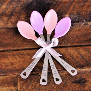 Personalized Baby Girl Spoons Personalized Baby Gifts for Girls Baby Girl Gift Personalized Baby Spoons Baby Girl Set of 2 or 4 image 3