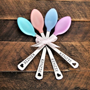 Personalized Baby Girl Spoons Personalized Baby Gifts for Girls Baby Girl Gift Personalized Baby Spoons Baby Girl Set of 2 or 4 image 5