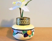 Lusterware ( ) Iridescent Ceramic Flower Arranging Bowl Brass Grid Made in England FREE SHIPPING