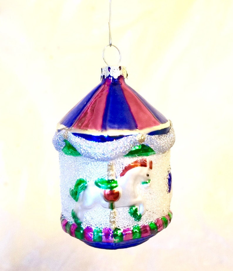 Glass Carousel; Christmas Ornament; FREE SHIPPING !!!