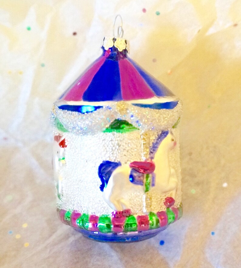 Glass Carousel; Christmas Ornament; FREE SHIPPING !!!