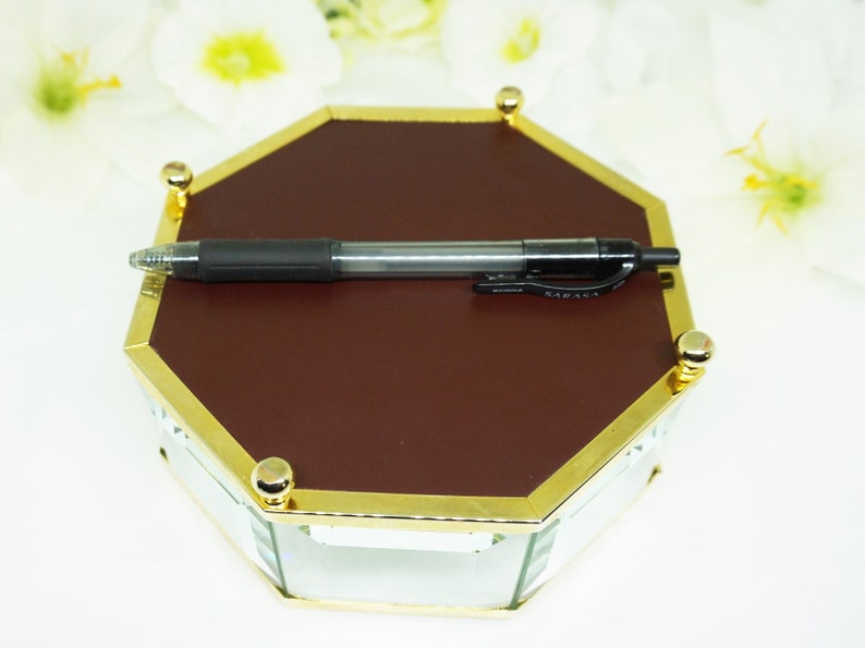 Bevelled Glass; Mirrored; Hexagonal; Hinged Jewel Case; FREE SHIPPING !!!