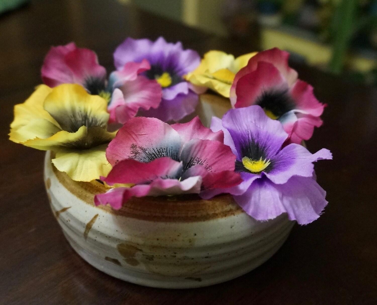 Stoneware Pansy Ring Vase Approx. 2 h x 5 w in. Hand Etsy