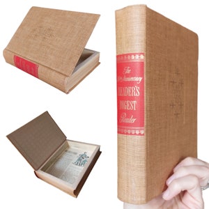 Brown Vintage Hollow Book Safe Box | Hollowed Out Book | Secret Storage Book Box | Stash Box Diversion | Secret Compartment Vintage Decor