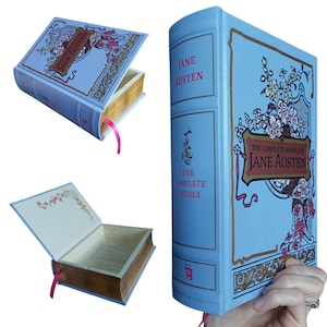 Jane Austen Hollow Book Box | Hollow Book Keepsake | Classic Literature Hollow Book Safe | Hollowed Out Book Seven Novels Emma Book Box Real