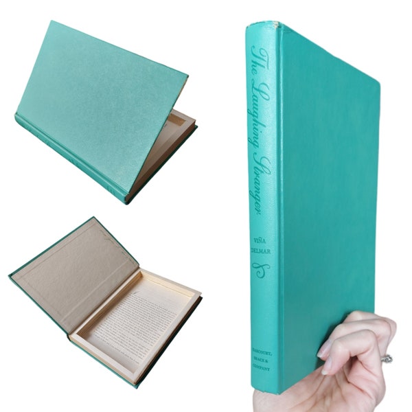 Vintage Hollow Book Safe | Hollowed Out Book Box | Secret Book Box | Stash Box Diversion Book | Secret Compartment Vintage Decor seafoam