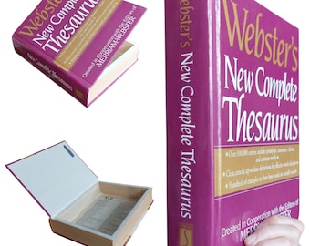 Webster's Thesaurus Extra Deep Large Hollow Book Safe | Hollowed Out Book | Secret Book Gift Box | Fake Dictionary Stash Secret Compartment