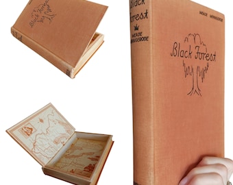 Vintage Orange Hollow Book Safe | Hollowed Out Secret Storage Stash Book Gift Box | Diversion Hidden Compartment Upcycled Gift Black Forest