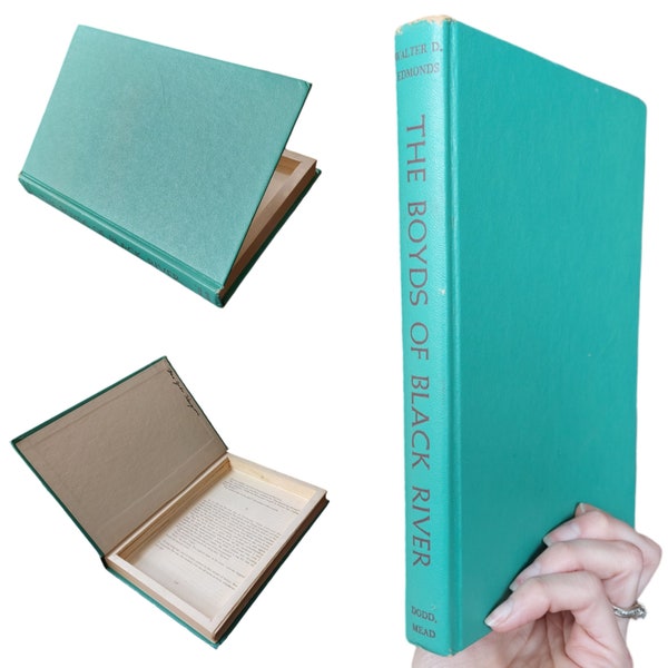 Vintage Hollow Book Safe | Hollowed Out Book Box | Secret Book Box | Stash Box Diversion Book | Secret Compartment Vintage Decor seafoam