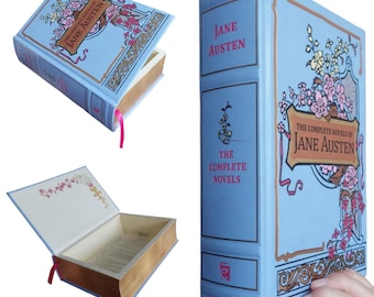 Jane Austen Hollow Book Box | Hollow Book Keepsake | Classic Literature Hollow Book Safe | Hollowed Out Book Seven Novels Emma Book Box Real
