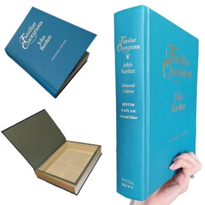 Large Familiar Quotations Hollow Book Safe | Deep Hollowed Out Book Box | Secret Book Box | Book Safe | Secret Compartment | John Bartlett