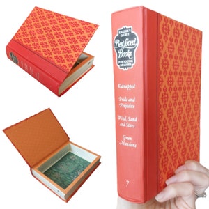 Orange Damask Hollow Book Safe | Book Safe | Hollowed Out Book | Book Box | Secret Book Gift Box | Stash Box |  Secret Compartment | Vintage