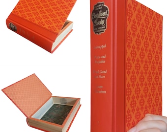 Orange Damask Hollow Book Safe | Book Safe | Hollowed Out Book | Book Box | Secret Book Gift Box | Stash Box |  Secret Compartment | Vintage