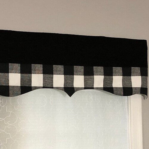 Black Valance Elegant and Modern Scalloped Valance Etsy