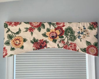 Floral window valance. Scalloped custom valance.