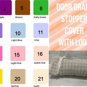 Solid color Door Draft Stopper COVER; Door or Window Draft Stopper.  black, red, yellow, blue, gray, purple, yellow, pink, brown, tan