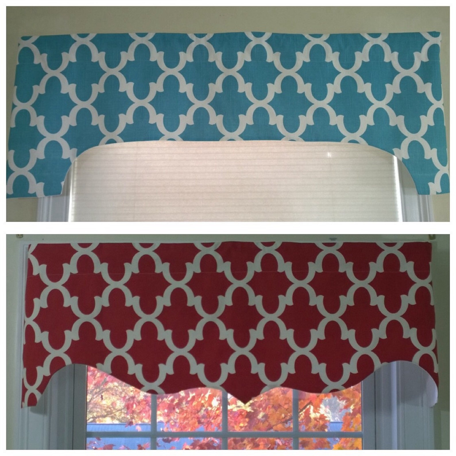 Turquoise Valance Window Valance Scalloped Valance Etsy