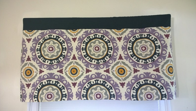 purple Tie up suzani valance cream tie up window valance black