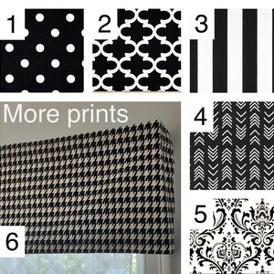 Black and white window valance, lined window valance black and white, decorative valance, lined black and white valance image 3