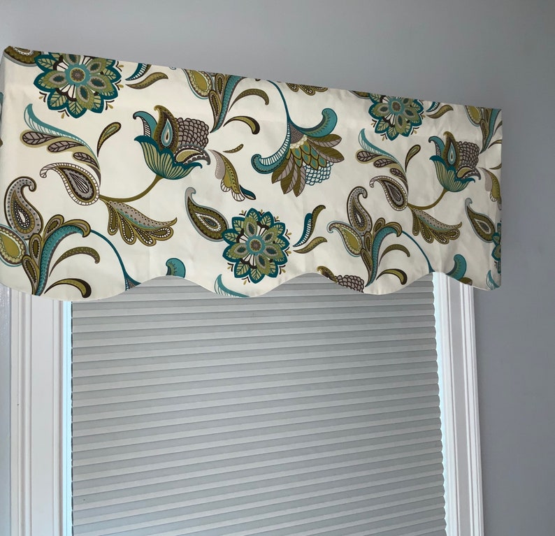 Turquoise Valance Window Valance Scalloped Valance Etsy