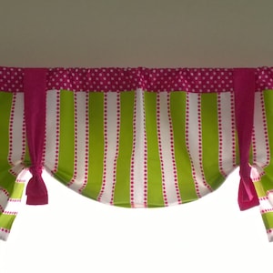 Green valance , Shaped green valance, Lime, tie up or Straight valance