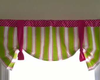Green valance , Shaped green valance, Lime, tie up or Straight valance