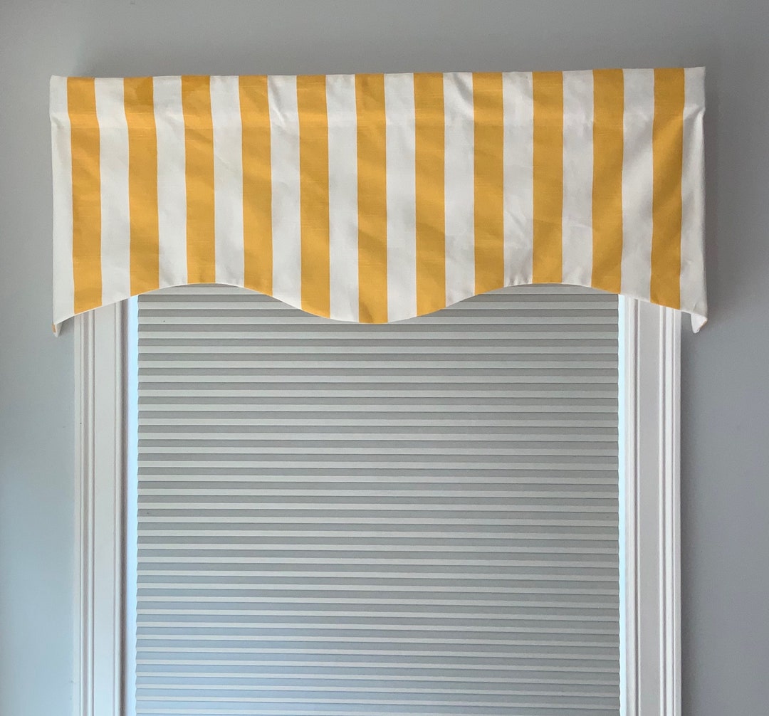Stripes Window Valance, Yellow and White Valance, All Color Striped