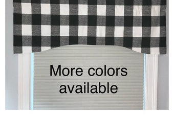 Black and white window valance, lined window valance black and white, decorative valance, lined black and white valance