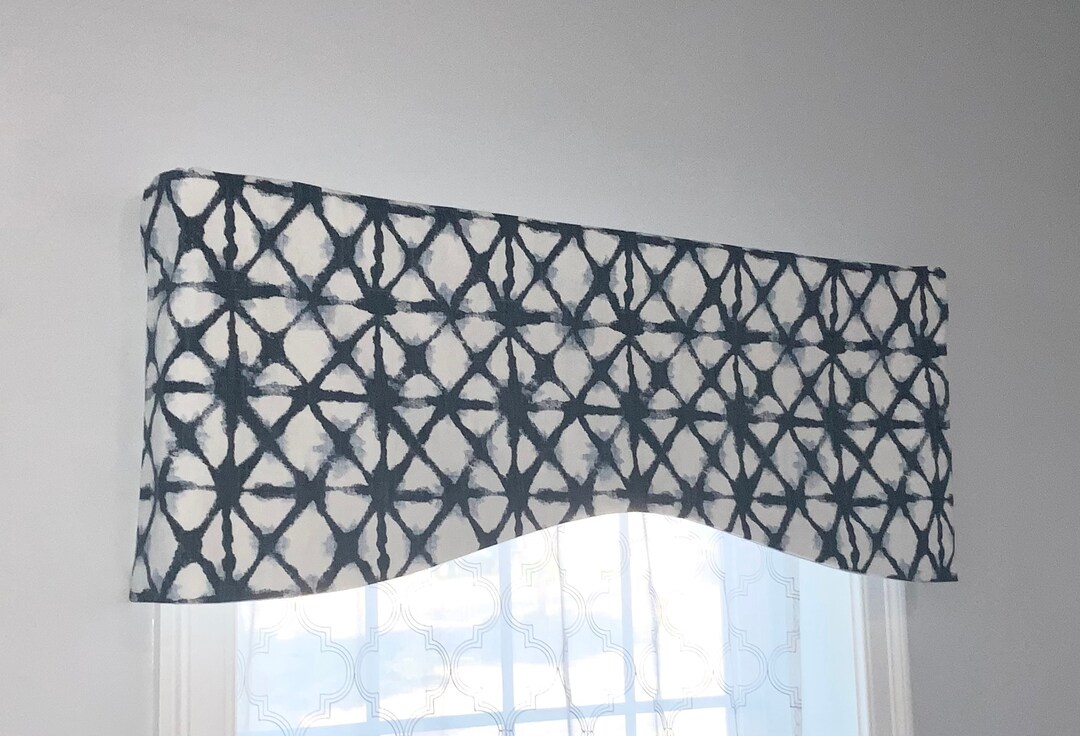 Navy Blue Valance, Window Valance, Arched Valance , Navy Blue Shaped Decorative Valance. Pick