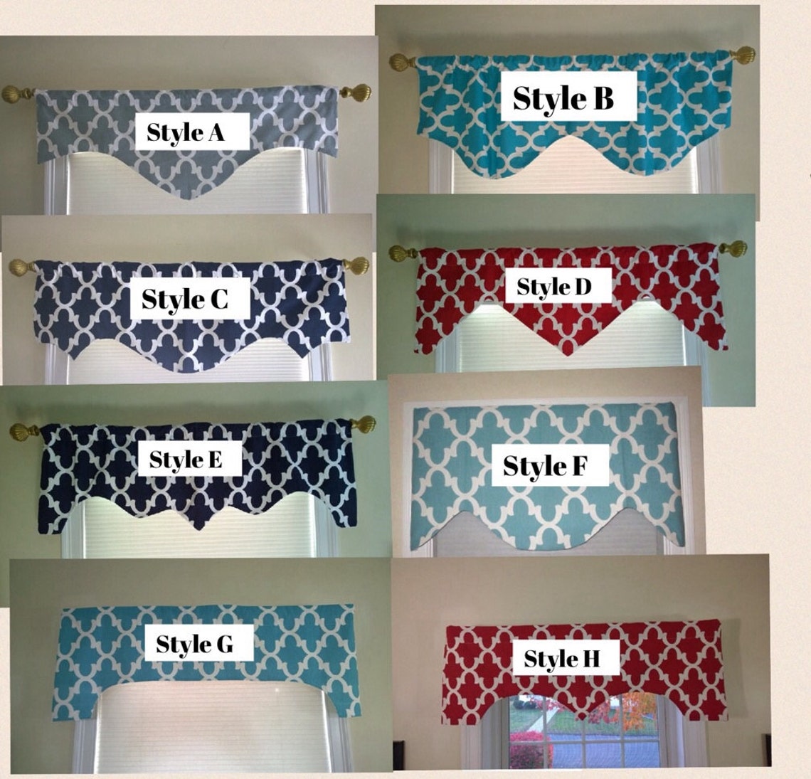 Turquoise Valance Window Valance Scalloped Valance Etsy