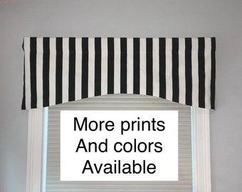 Window valance, black and white window valance, gray, navy, black, red, coral, turquoise, yellow, blue, jade, brown